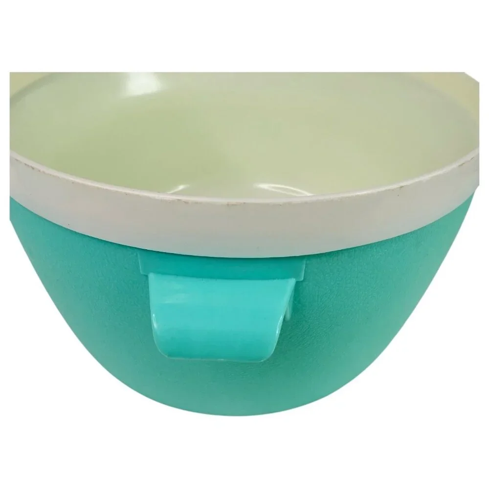 Vintage Bolero Therm-O-Ware Turquoise White Ice Bucket Insulated‎ Bowl With Lid